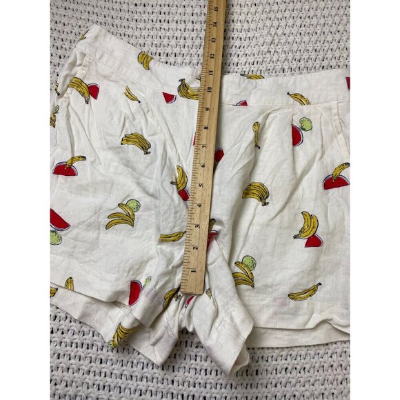 ModCloth Novelty Fruit Print High Rise Linen Shorts Women Size 10 Vacation Beach - Picture 7 of 16